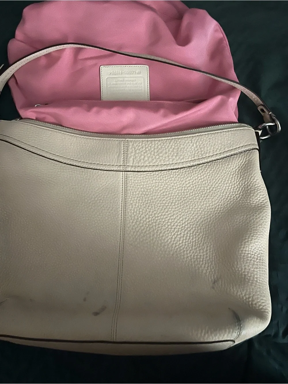 Vintage Cream Leather Coach Tote Bag